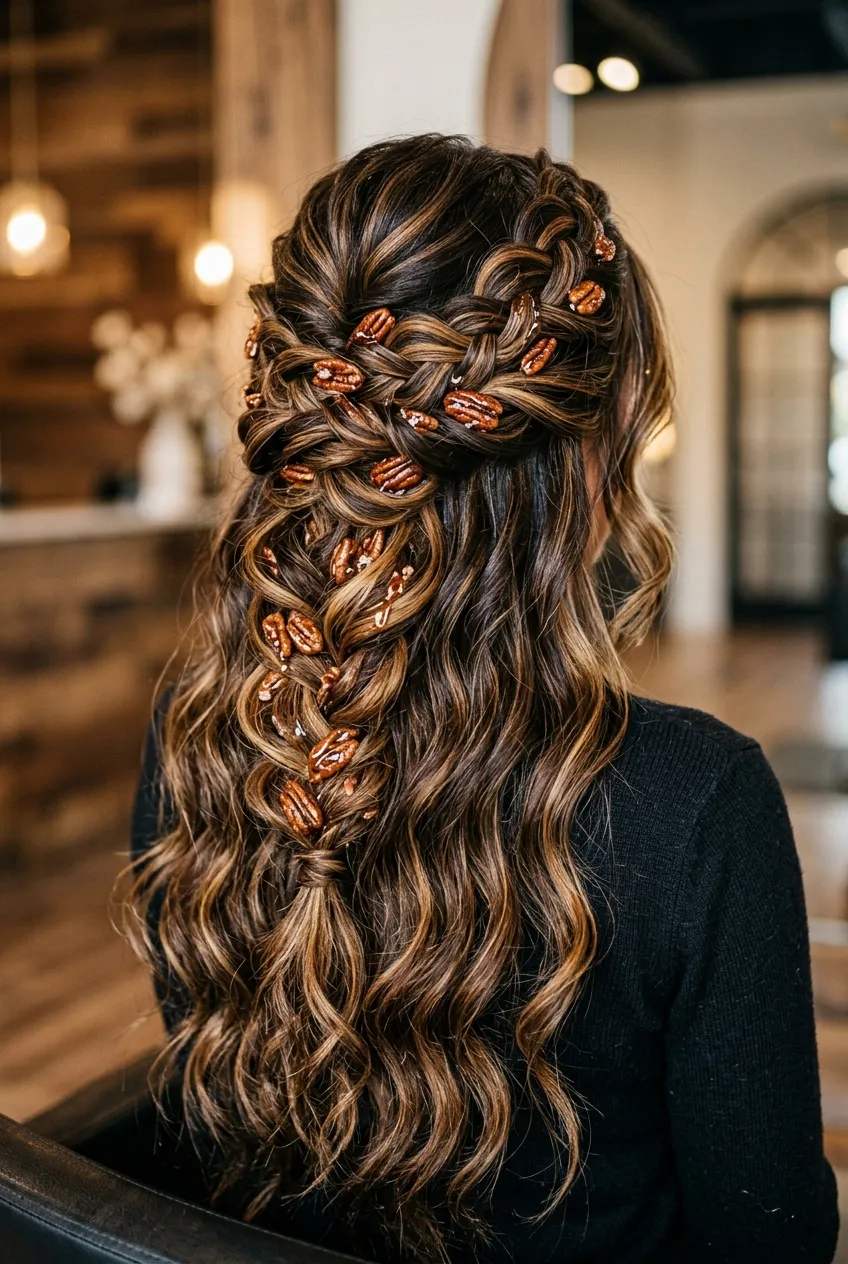 30. Deep Caramel Pecan Swirl with Lipid Moisture Lock - long hair color ideas (AI Generated Image)