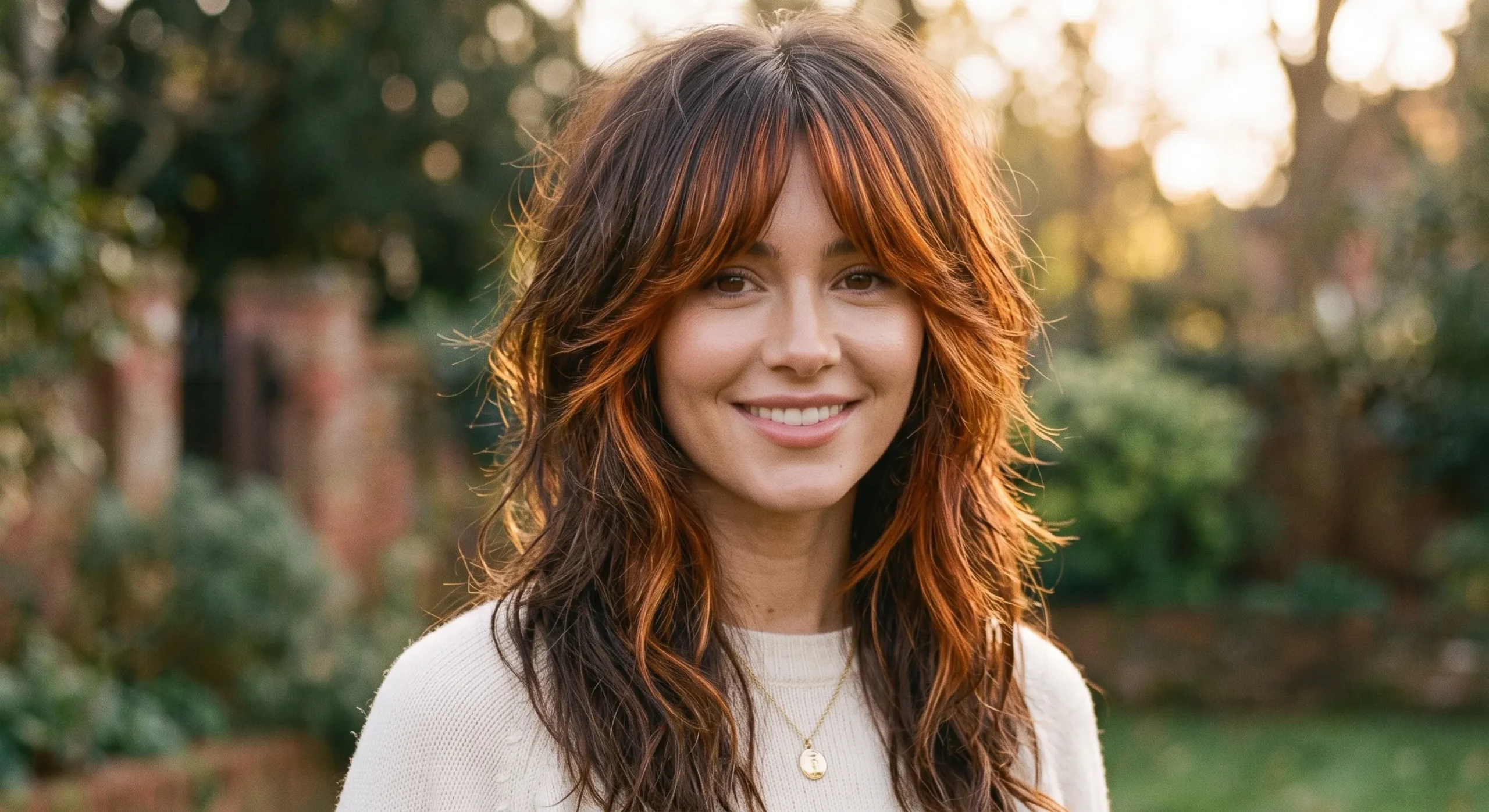 2. Shaggy Long Wolf Cut with Dimensional Cowboy Copper Glaze - long hair cut and color (AI Generated Image)