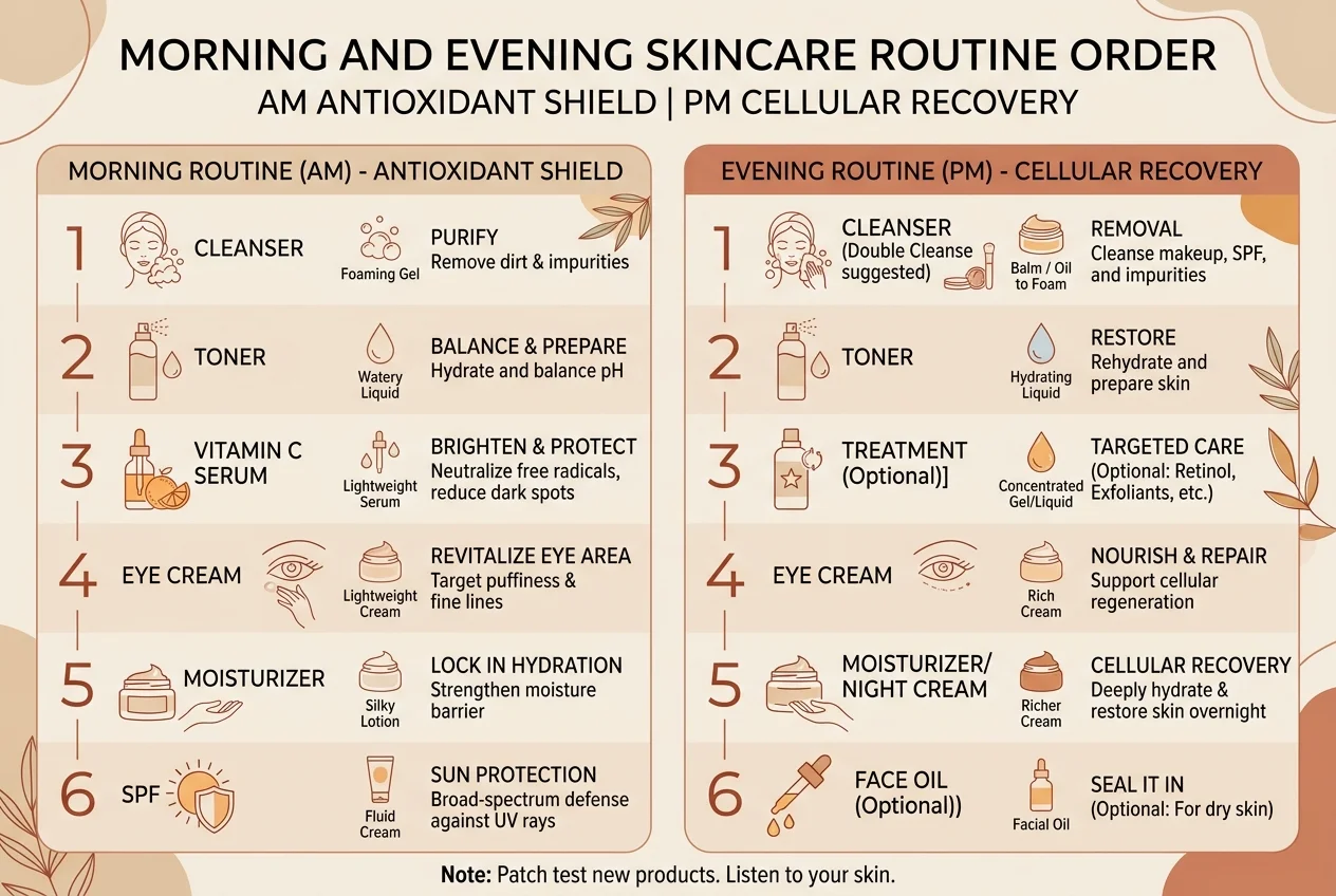 Morning and Evening Skincare Routine Order Infographic Chart (AI Generated Image)