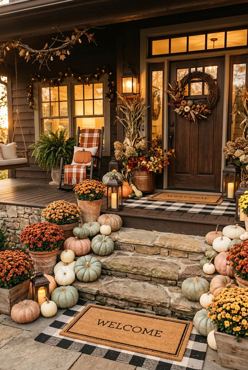 7. Warm Terracotta & Heirloom Pumpkin Front Porch - halloween aesthetic (AI Generated Image)