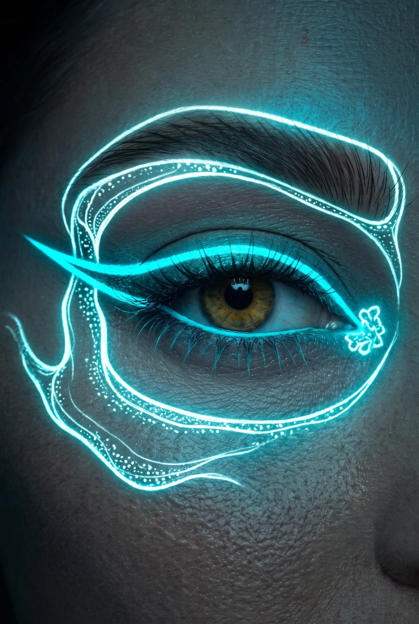 14. Bioluminescent UV Neon Skeleton Bone Liner - halloween eyeliner (AI Generated Image)