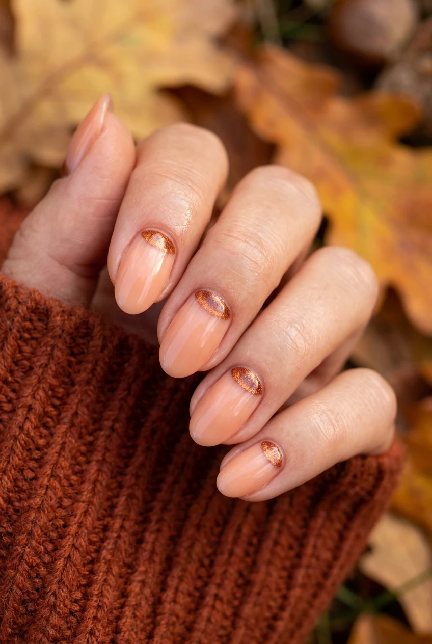 14. Cinnamon Glaze 3D Cat Eye Half-Moons - fall cat eye nails (AI Generated Image)