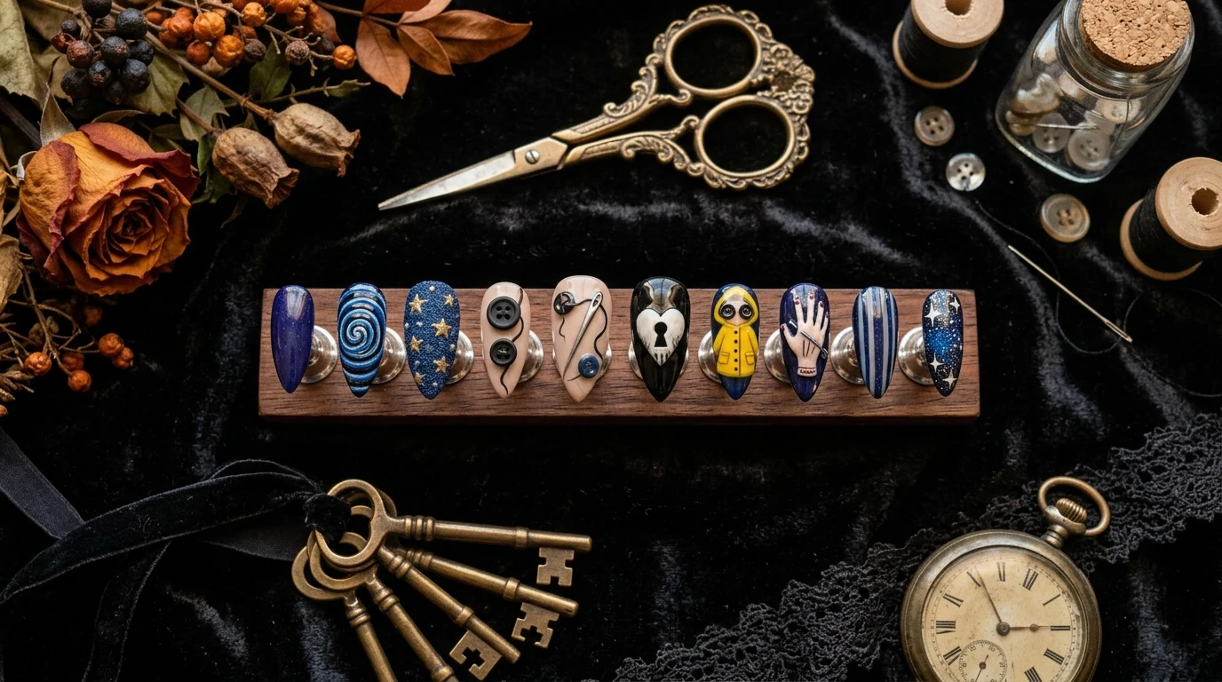 coraline nails inspiration (AI Generated Image)