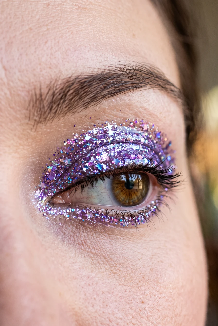 18. Frosted Icy Vanilla Highlighter & Soft Wing - pretty soft glam makeup (AI Generated Image)