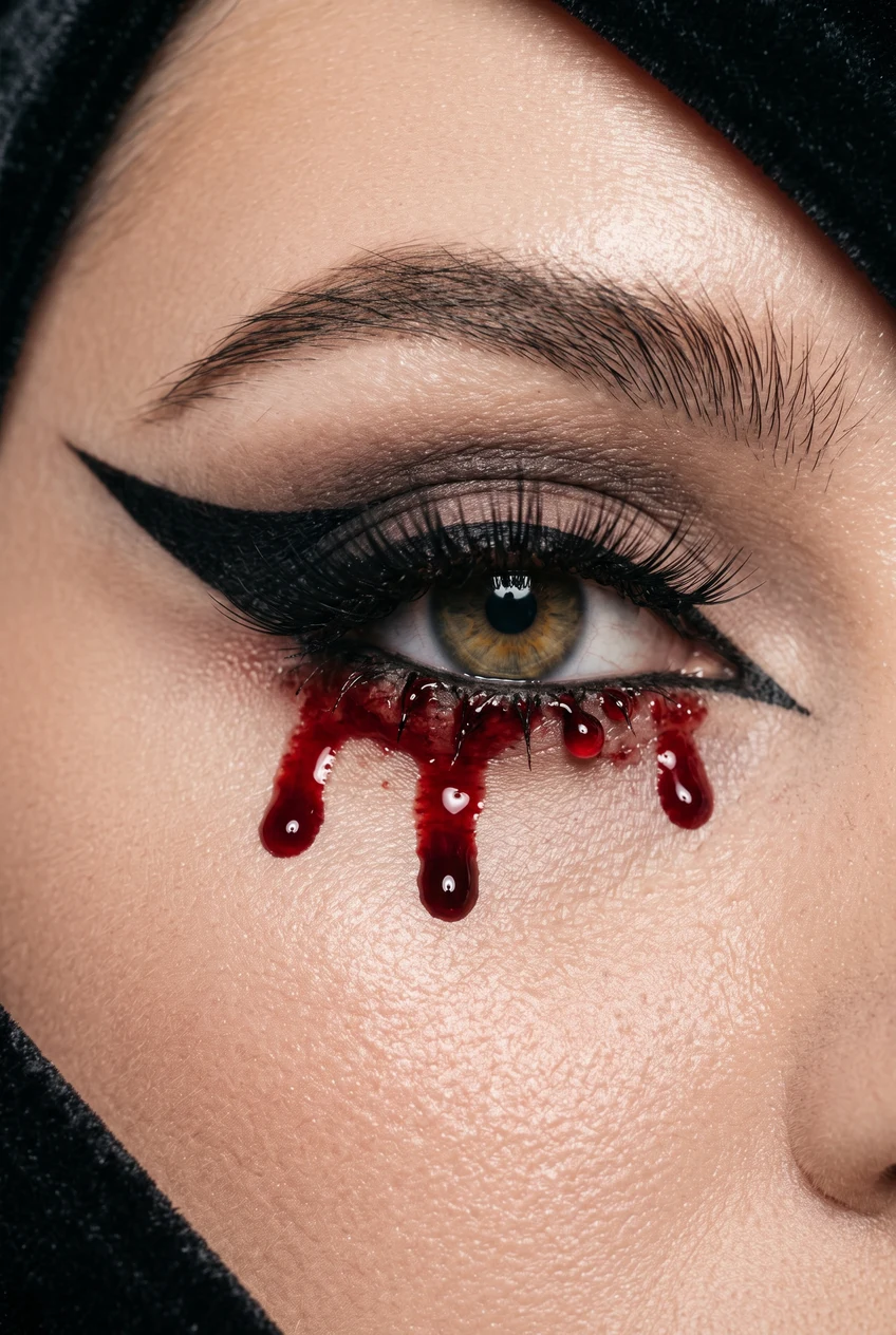 4. Ghostly Floating White Negative Space Wings - halloween eyeliner (AI Generated Image)