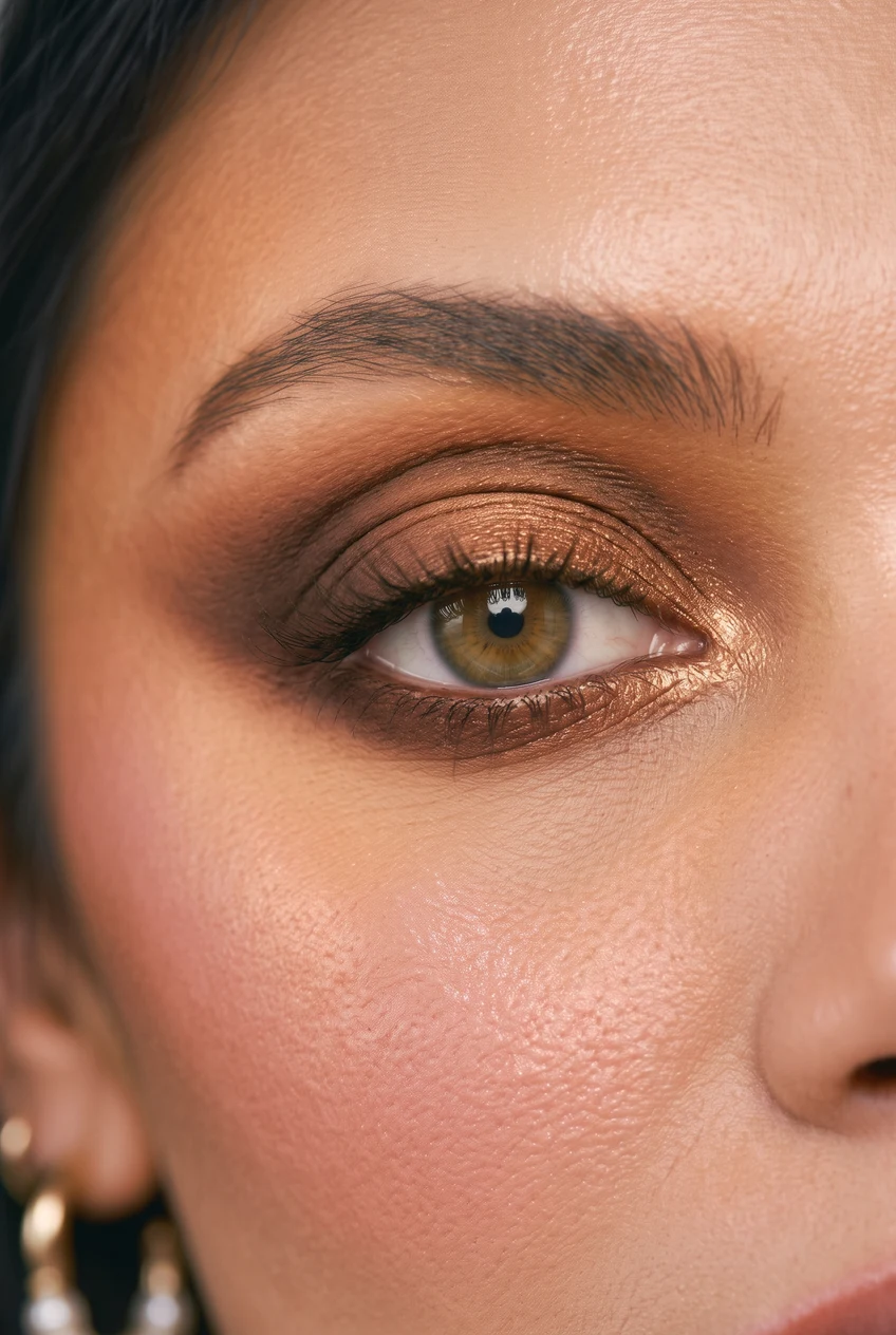 7. Iridescent Pink Pearl Halo Eye with Dewy Skin - pretty soft glam makeup (AI Generated Image)
