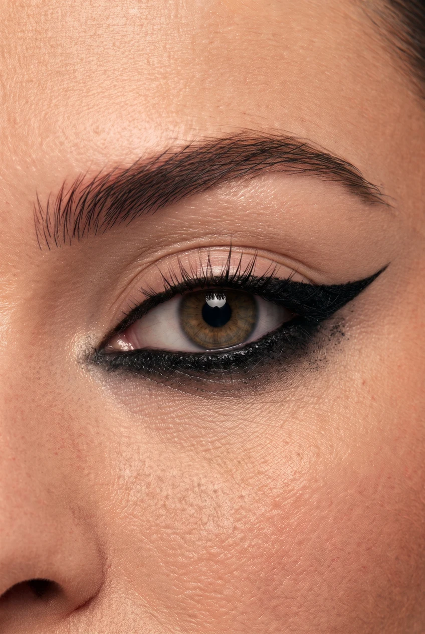 9. Faux Fox Eye Inner Corner Sharp Flick - everyday eyeliner guide (AI Generated Image)