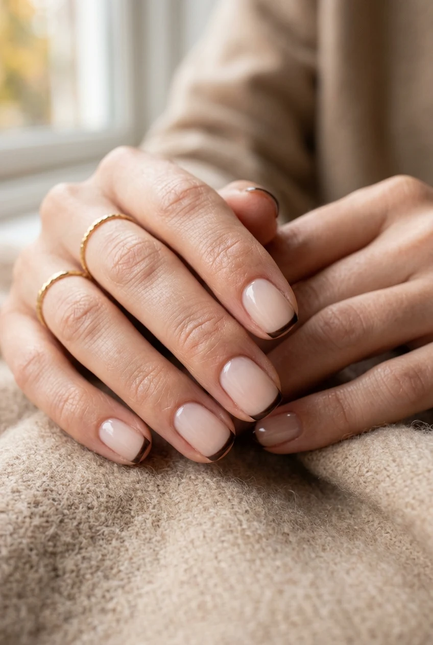 1. Micro-French Tips in Rich Espresso - simple fall nails (AI Generated Image)