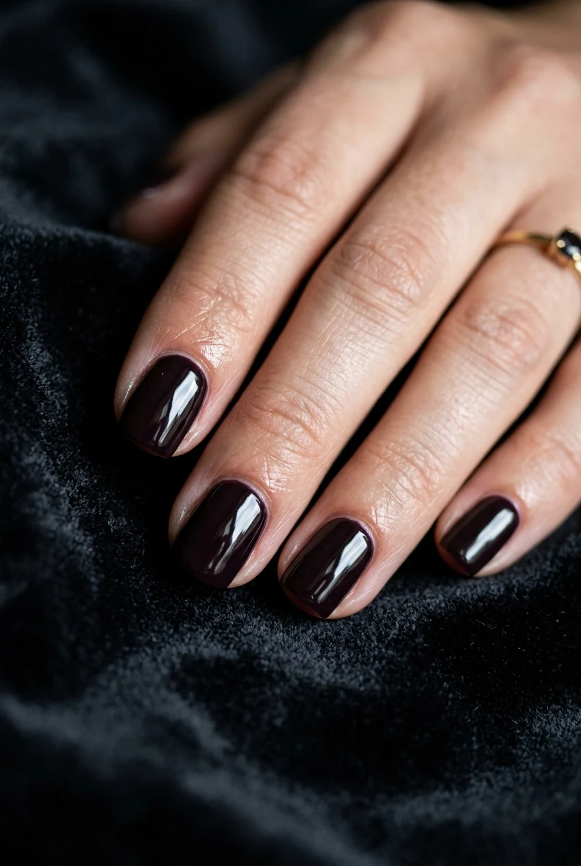 17. Smoked Blackberry Gloss - simple fall nails (AI Generated Image)